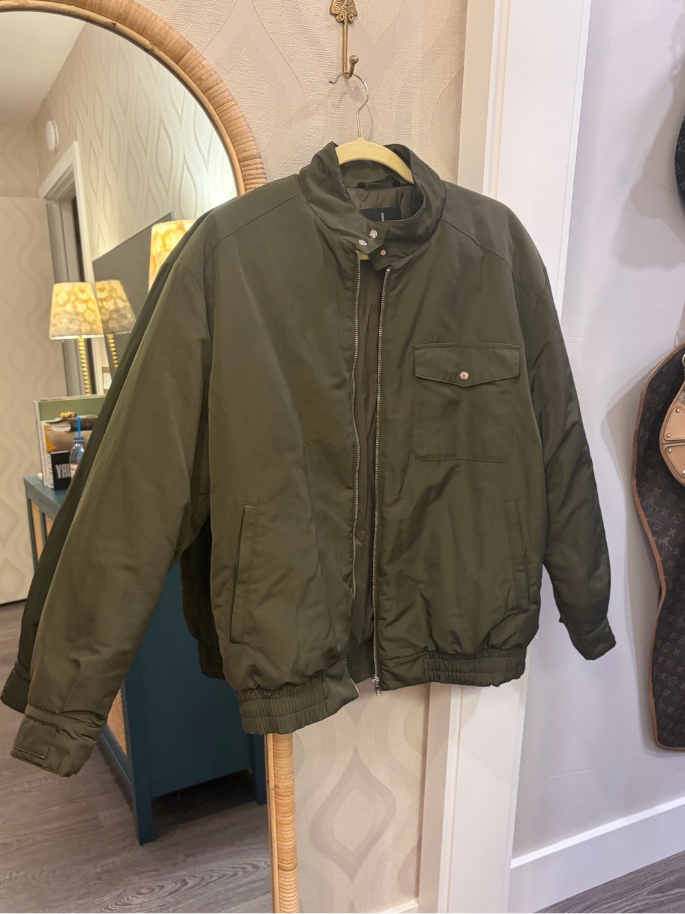 Men's ALO Olive Green Bomber Jacket
